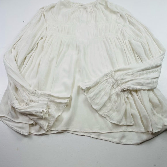 Free People Kelsey Top In White Bell Sleeves Flowy Silhouette Women Size Large - Picture 3 of 13